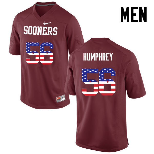 Oklahoma Sooners #56 Creed Humphrey College Football USA Flag Fashion Jerseys-Crimson